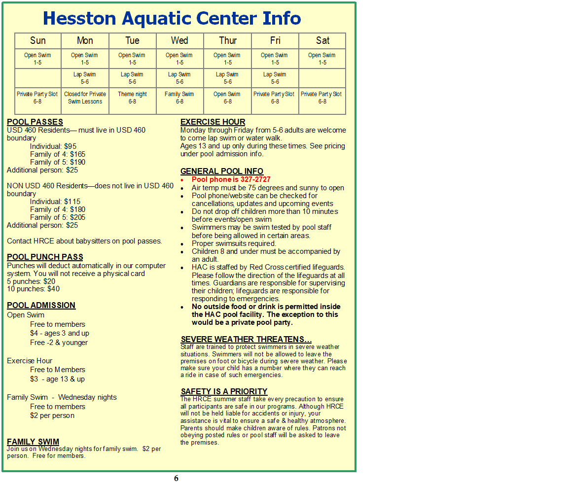 Pool - Hesston Recreation & Community Education