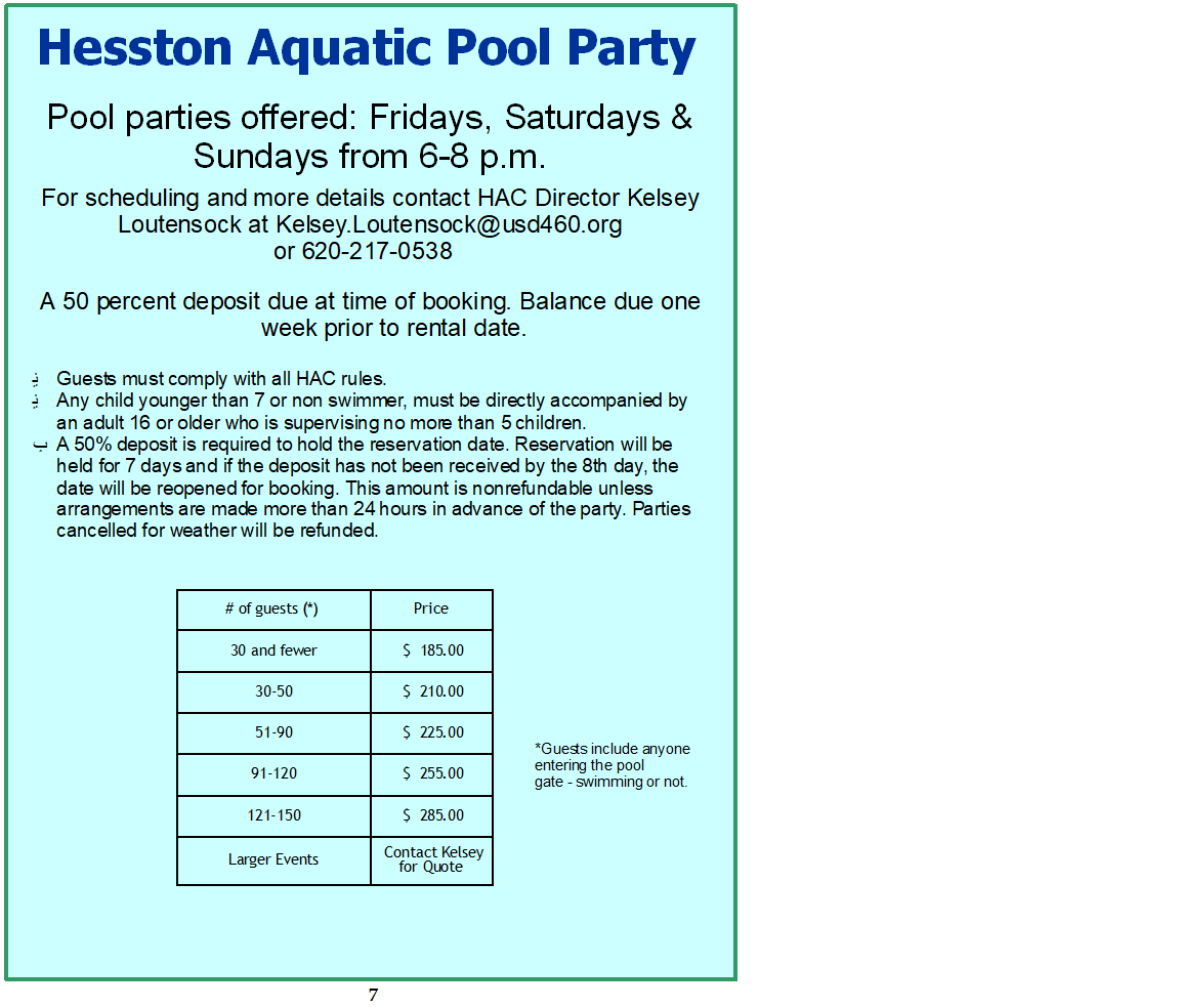 Pool - Hesston Recreation & Community Education